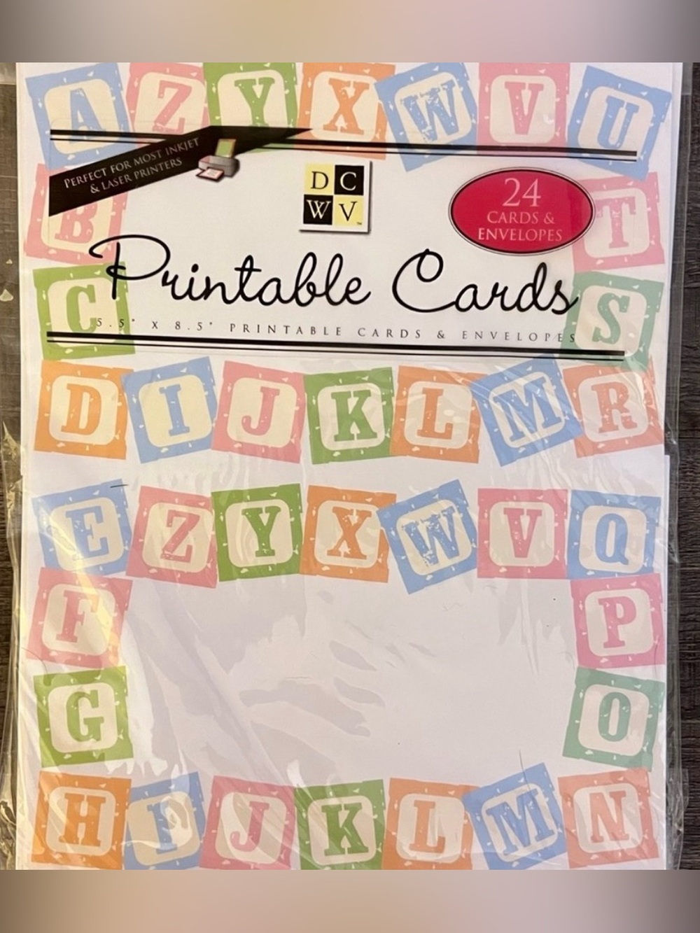 💞 New 24-pack Block Letter Printable Card and Envelope Kit
